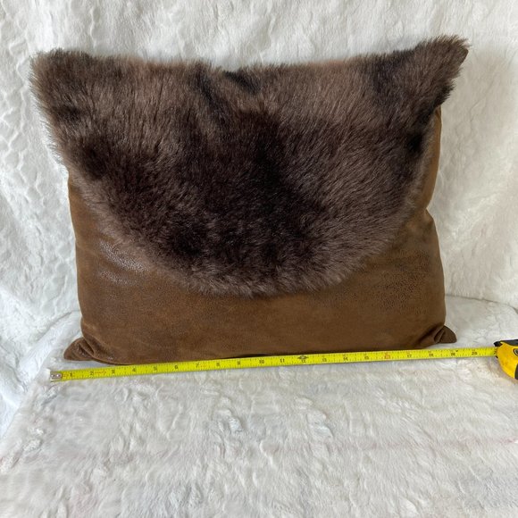 Brown Bear Faux Fur Envelope Pillow Faux leather Rustic Cabin Lodge Decor - Picture 6 of 8